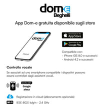 Carica l'immagine nel visualizzatore di Gallery, Beghelli Videocamera di Sorveglianza Dom-e Motion Plus Orientabile da App Full HD - Controllo Smartphone, Wi-Fi, Led Inf