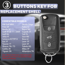 Carica l'immagine nel visualizzatore di Gallery, 3 Tasti Guscio Chiave Auto Compatibile con VW Golf MK6 UP Polo T5 Caddy EOS Jetta Transporter Tiguan Touran Sharan Sciro