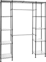 Carica l'immagine nel visualizzatore di Gallery, Amazon Basics Sistema organizer espandibile per armadio - Nero, 144.8 - 203.2 x 35.6 x 182.9 cm