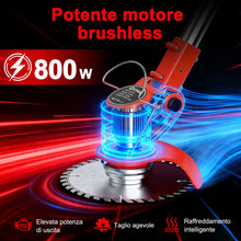 Carica l'immagine nel visualizzatore di Gallery, OUTIGO Tosaerba a batteria, Dotato di due batterie da 21 V, 4 lame, tosaerba triplo pieghevole, tosaerba da giardino a b