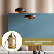 Carica l'immagine nel visualizzatore di Gallery, Portalampada vintage in alluminio E27: portalampada M10 E27 bronzo con interruttore a tirante, adattatore per lampada a 