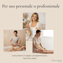 Carica l'immagine nel visualizzatore di Gallery, Set in Legno per Maderoterapia Corpo con Rullo Curvo e Gua Sha, Massaggio Anticellulite per Gambe, Glutei, Addome, Bracc