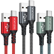 Carica l'immagine nel visualizzatore di Gallery, SIZUKA Cavo USB C [2M 3Pezzi] 3.1A Cavo USB Type-C Ricarica Rapida Nylon