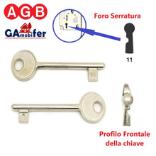Carica l'immagine nel visualizzatore di Gallery, Chiave per Serratura AGB Interna ad Incasso (NICHELATO, N. 11)