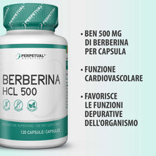 Carica l'immagine nel visualizzatore di Gallery, Berberina | 500 mg HCL - Berberine | 120 Capsule - per 4 Mesi | Regolazione Glicemia - Supporto al Colesterolo e Metabol