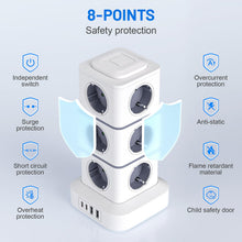 Carica l'immagine nel visualizzatore di Gallery, Torretta Multipresa 16 in 1 2500W con USB-A e USB-C Cavo 3M