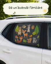 Carica l'immagine nel visualizzatore di Gallery, HECKBO 2X parasole per auto con 8 ventose - motivo animali della foresta - 44x36cm - parasole per finestrino laterale de