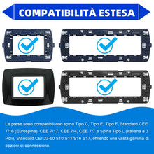 Carica l'immagine nel visualizzatore di Gallery, Voltix 2 Pezzi Prese Schuko da Muro 2P+T 16A Compatibili con BTicino Living Light e Living International, Nero - Placche