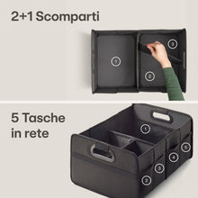 Carica l'immagine nel visualizzatore di Gallery, Praknu Organizzatore Baule Auto XL Pieghevole – 3 Scomparti con 5 Tasche