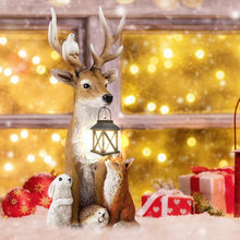 Carica l'immagine nel visualizzatore di Gallery, FUFRE Decorazione natalizia a forma di cervo con lanterna a LED, autunnale per esterni, resistente alle intemperie, per 