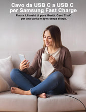 Carica l'immagine nel visualizzatore di Gallery, 1,8M 3A 25W Cavo USB Type C per Samsung, Ricarica Rapida Nero