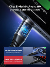 Carica l'immagine nel visualizzatore di Gallery, Cavo USB C USB C 3M 100W 5A Cavetto Ricarica Rapida PD USB Type-C Caricatore Carica Nylon Filo Caricabatterie USBC per i