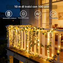 Carica l'immagine nel visualizzatore di Gallery, yowin Edera Finta da Esterno 10M 100 LED Luci Stringa a Batteria
