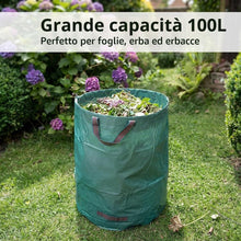 Carica l'immagine nel visualizzatore di Gallery, Borsa da Giardinaggio Pieghevole 100L, Sacchi per Rifiuti da Giardino Resistenti e Impermeabili – Big Bag per Raccolta F
