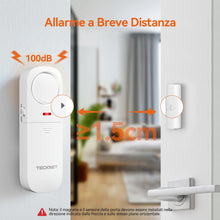 Carica l'immagine nel visualizzatore di Gallery, TECKNET Allarme Casa Senza Fili, Antifurto Casa, Allarme Porta Ingresso con Telecomando, Campanello e Sirena Due in Uno,