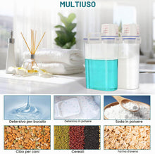 Carica l'immagine nel visualizzatore di Gallery, VINATO Contenitore Ermetico 2.5L per Detersivo in Polvere e Lettiera per Gatti, Box con Beccuccio e Scala di Misura, Materiale PP per Lavanderia e Casa, Coperchio Bianco