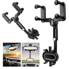 Carica l'immagine nel visualizzatore di Gallery, UKOFEW Supporto per telefono specchietto retrovisore，supporto per cellulare universale per auto girevole a 360° e retrat