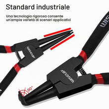 Carica l'immagine nel visualizzatore di Gallery, WISEUP 4 Pezzi Pinze Per Anelli Di Sicurezza, pinza interne ed esterne diritte da 170 mm, acciaio al carbonio industrial