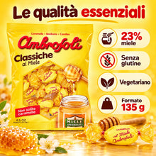 Carica l'immagine nel visualizzatore di Gallery, Ambrosoli Caramelle Classiche al Miele 135 g con 23% di Miele