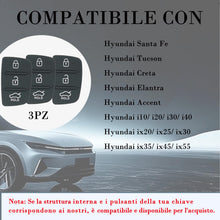 Carica l'immagine nel visualizzatore di Gallery, SUPALAND 3 pezzi 3 tasti di ricambio in gomma guscio chiave telecomando compatibile con Hyundai Santa Fe Tucson Creta El