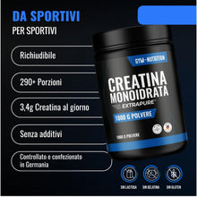 Carica l'immagine nel visualizzatore di Gallery, Creatina Monoidrata Polvere – 1 kg (1000 g)