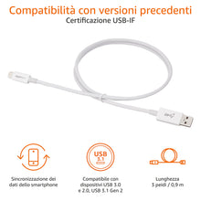 Carica l'immagine nel visualizzatore di Gallery, Amazon Basics Cavo di ricarica rapida adattatore da USB-C a USB-A 3.1 Gen 2, alta velocità 10 Gbps, certificato USB-IF, 