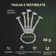 Carica l'immagine nel visualizzatore di Gallery, 1 Pezzi Bracciale a Mano con Scheletro e Anello, Bracciale con Scheletro Mano in Metallo, Bracciale Dito Halloween, Brac