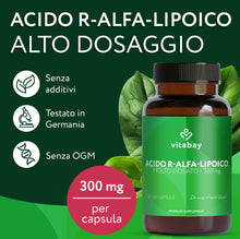 Carica l'immagine nel visualizzatore di Gallery, Vitabay Acido R-Alfa Lipoico 300 mg – 120 capsule vegane – R-ALA puro