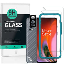 Carica l'immagine nel visualizzatore di Gallery, Ibywind Vetro Temperato per Oneplus Nord 2 5G,[2 Pezzi]con Protezione Obiettivo Fotocamera,Skin in Stile Fibra di Carbon