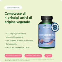Carica l'immagine nel visualizzatore di Gallery, Glucosamina Condroitina Complex Vegan | con MSM e Boswellia | Integratore per Articolazioni e Cartilagine | 1.000 mg di 