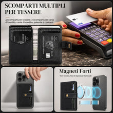 Carica l'immagine nel visualizzatore di Gallery, Portafoglio Magnetico compatibile con MagSafe, Porta Carte RFID in Pelle PU con 4 Scomparti, Tasca per Banconote, Finest