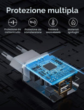Carica l'immagine nel visualizzatore di Gallery, SCHITEC Caricatore da muro USB, 2 porte di alimentazione 5V/2.1A. Adattatore portatile per iPhone 11, X, 8, 7, per Samsu
