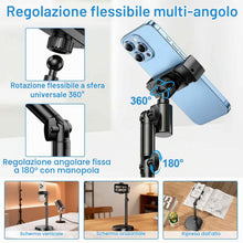 Carica l'immagine nel visualizzatore di Gallery, Porta Cellulare da Tavolo Nero, Supporto Telefono Scrivania con Base Robusta, Regolabile in Altezza e Angolazione per iP