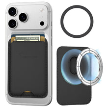 Carica l'immagine nel visualizzatore di Gallery, TECHMADE Portacarte MagSafe Compatibile per iPhone, Anello Adattatore Incluso - Spazio per 3 Carte o Contanti, Sistema d