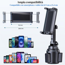 Carica l'immagine nel visualizzatore di Gallery, Cup Holder Telefono Tablet Mount per Auto, Camion, Supporto girevole a 360° e braccio regolabile, compatibile con iPad d