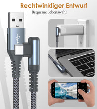 Carica l'immagine nel visualizzatore di Gallery, Cavo USB Type-C 90 gradi [2 pezzi,3m]Cavo USB C Ricarica Rapida,Samsung usb