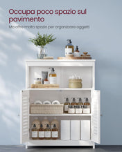 Carica l'immagine nel visualizzatore di Gallery, VASAGLE Mobile da Bagno, Mobiletto da Bagno e Cucina, Armadietto con Anta Doppia a Persiana, 30 x 60 x 80 cm, Bianco BBC40WT