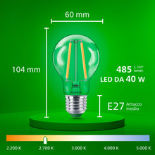 Carica l'immagine nel visualizzatore di Gallery, PHILIPS Ultra Efficient - Ultra energy saving lights, E27 LED light source, 40W, A60, warm white, pack of 6, clear