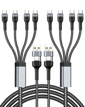 Carica l'immagine nel visualizzatore di Gallery, 2 Pezzi Cavo Ricarica Multiplo USB-C 4 in 2, 1.2 m Cavo USB Multiplo Universale con 4 Porte Tipo-C Ricarica Rapida PD 40