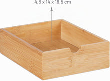Carica l'immagine nel visualizzatore di Gallery, Relaxdays Organizer da Scrivania, bambù e MDF, Portaoggetti Salvaspazio con 4 Cassetti, HLP 14x33x21 cm, Bianco/Naturale