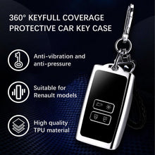 Carica l'immagine nel visualizzatore di Gallery, JIZZU Custodia per chiave auto Renault 4 tasti Keyless Smart TPU custodia portachiavi con portachiavi TPU Smart Key Case