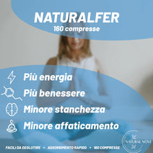 Carica l'immagine nel visualizzatore di Gallery, Ferro Integratore 28mg NaturalFer® | 160 compresse | Vitamina C + Vitamina b12 e acido Folico | Supporto Energetico e st