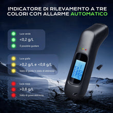 Carica l'immagine nel visualizzatore di Gallery, Etilometro Portatile Professionale Alta precisione | Alcol Test Digitale di Precisione con Display LCD &amp; Allarme 3 Color