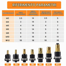 Carica l'immagine nel visualizzatore di Gallery, Set Rivettatrice per Inserti Filettati 7 Pezzi, Kit 77 Pezzi Dadi Rivettabili con M3 M4 M5 M6 M8 M10 M12, Utensile per R
