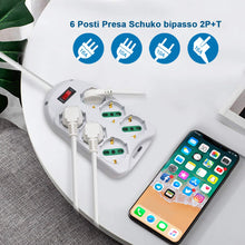 Carica l'immagine nel visualizzatore di Gallery, EXTRASTAR Multipresa 6 Post,Presa con interruttore automatico di protezione 10 A,multipresa protetta,surge Arrest, 6 pre