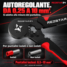 Carica l'immagine nel visualizzatore di Gallery, RedStar24 Pinza Crimpatrice con 1800 Puntalini - Pinza per Capicorda Autoregolante per 0,25-10mm² - Include Pinza Crimpa
