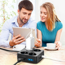 Carica l'immagine nel visualizzatore di Gallery, POWSAF Presa Multipla 8 Prese Quadrata, Ciabatta Elettrica con 4 USB e Interruttore - Multipresa Compatta per Casa/Uffic