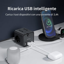 Carica l'immagine nel visualizzatore di Gallery, Ciabatta Elettrica Multipresa con 4 Prese Universali 10/16A ITA e Schuko, 2 M Prolunga Elettrica con 2 USB A+2 USB C,Pre