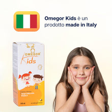 Carica l'immagine nel visualizzatore di Gallery, Omega 3 Bambini OMEGOR Kids Liquido 3+ Anni (140ml) - Estratto da Alga Marina - Gusto di Miele e Arancia con Vitamine C 