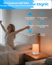 Carica l'immagine nel visualizzatore di Gallery, eSynic 2 in 1 Sveglia Luminosa Alba e Macchina Rumore Bianco, Luce Notturna Display Dimmerabile, 30 Suoni Rilassanti, Ti